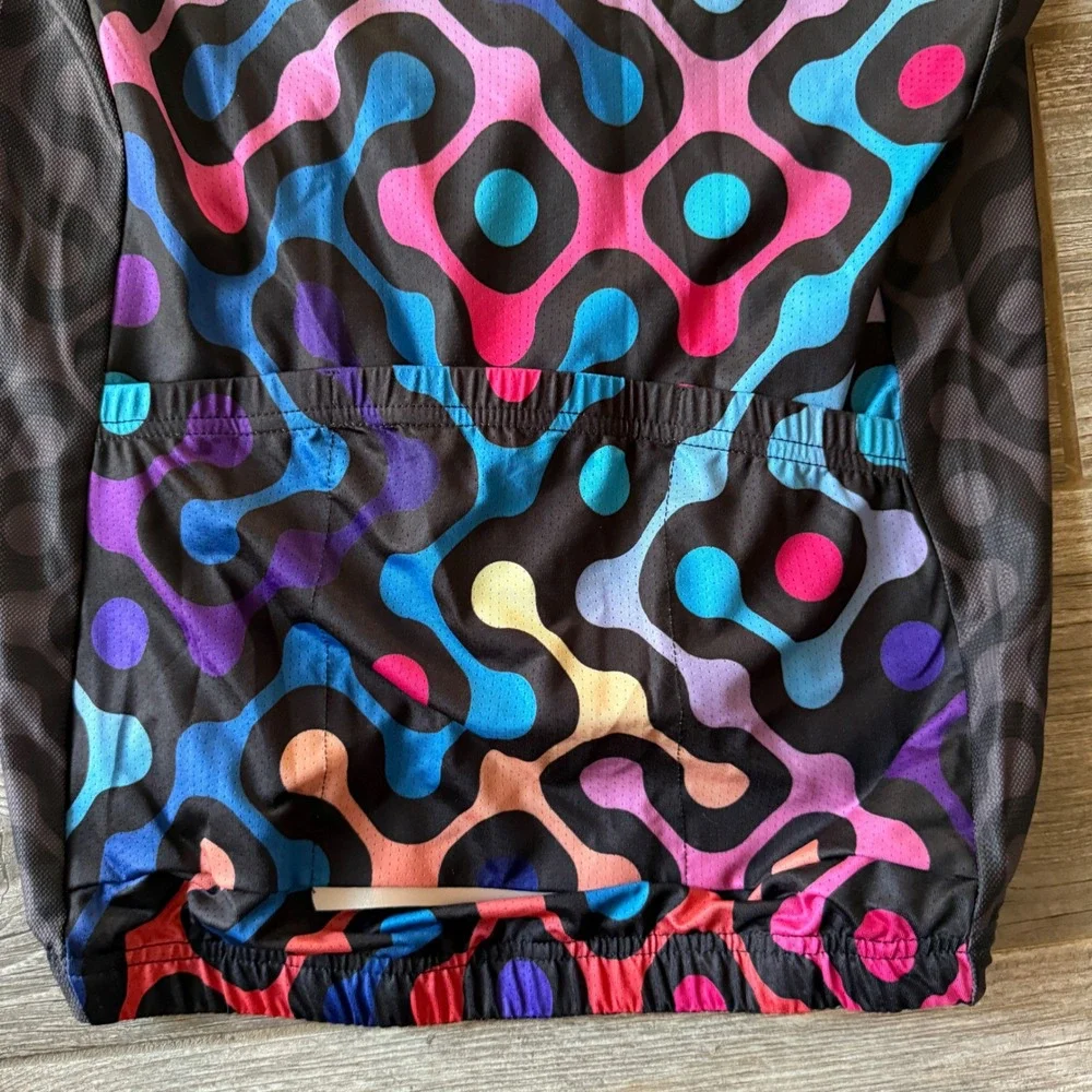 NWT WEIMOSTSR Cycling Jersey Short Sleeve Colorful Geometric Print Size S - Picture 5 of 5